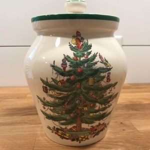 Spode Christmas Tree cookie jar. Made in England